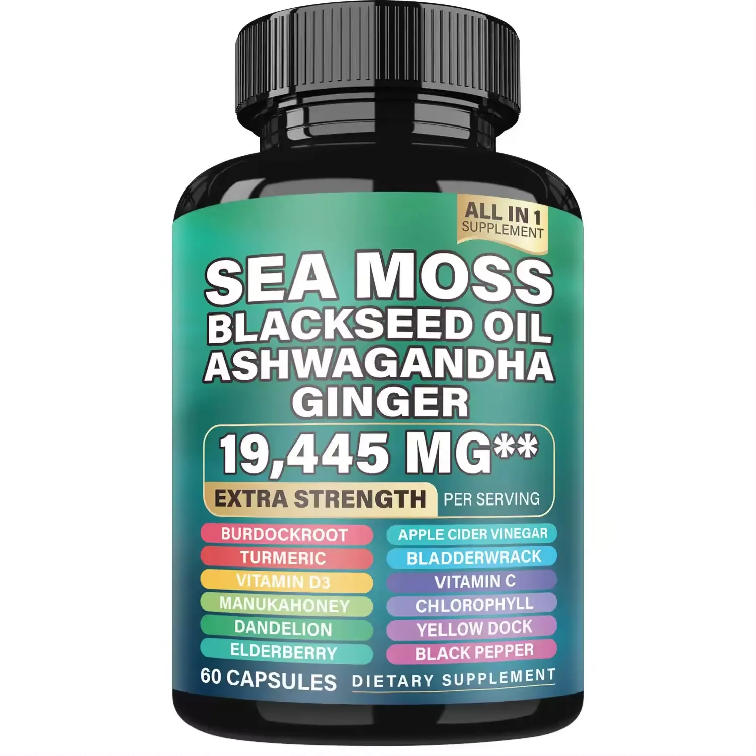 OEM Vegan Natural Kids Energy Elderberry Organic Irish Sea Moss Capsule for Immune Support Booster Supplements
