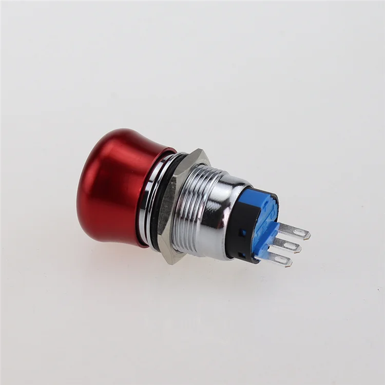 19MM  steel waterproof red mushroom head emergency stop push button switch with 1no 1nc