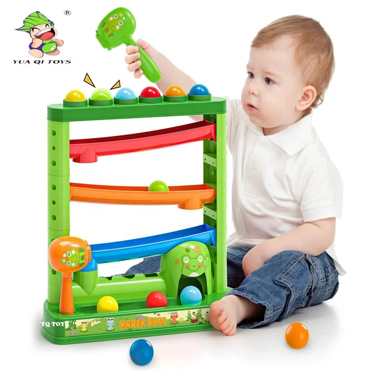 YQ Montessori Toys Baby Pound A Ball Toys With 2 Hammer & 12 Balls Educational Toy For Girls