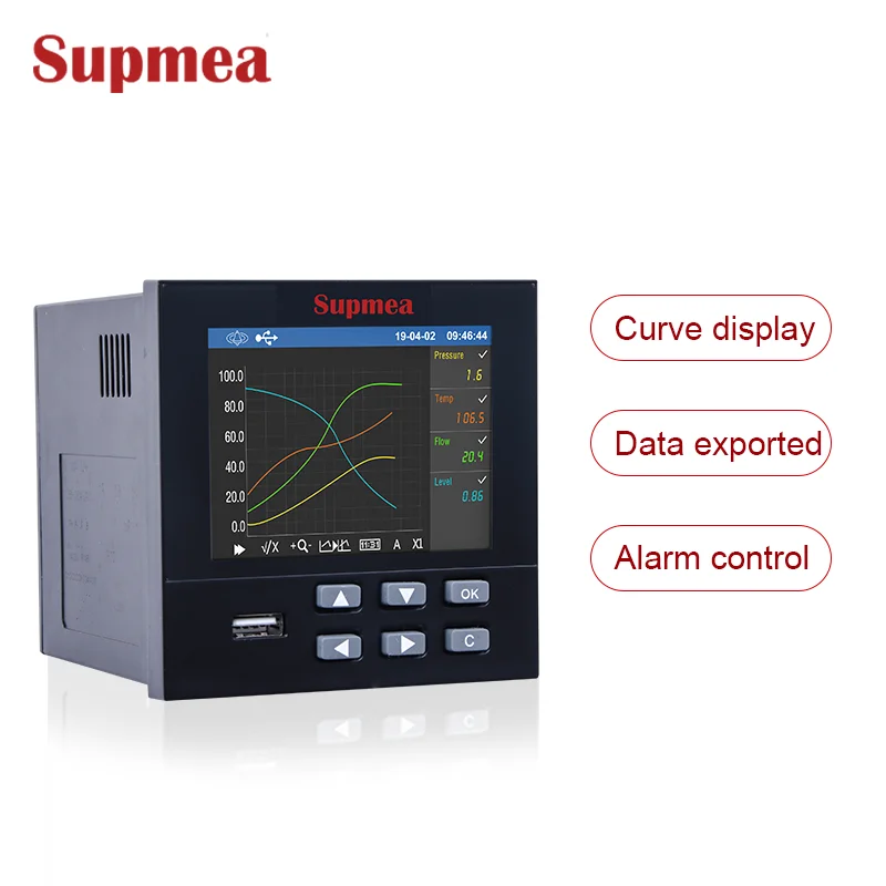 1/2/3/4 channel digital paperless circular chart recorder for pressure, temperature, frequency