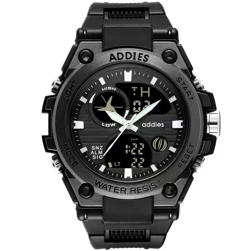 addiees-MY1818- 1  Luminous Multi-FunctionWatch Outdoor Mountaineering WhistleFlint Waterproof Digital Sports Watch For Men