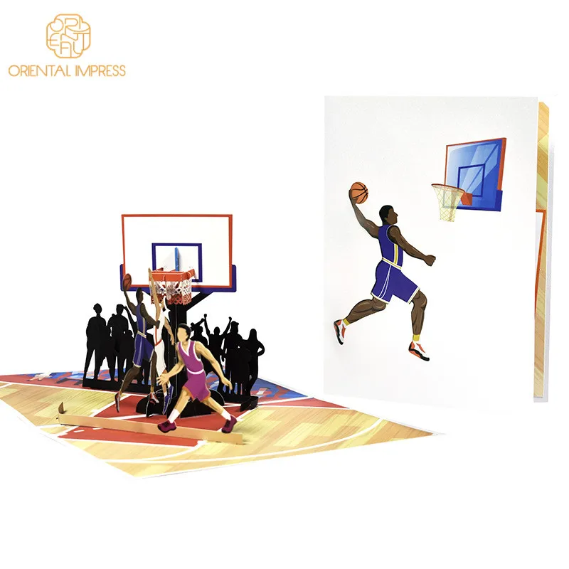 3D Pop Up Basketball Court Sports Greeting Card Birthday Card for Boyfriend