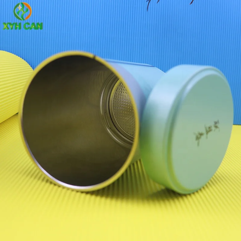 Custom printed Tinplate metal 250g Coffee tin Wholesale Round green tea Tin Cans Screw top tins with Coffee