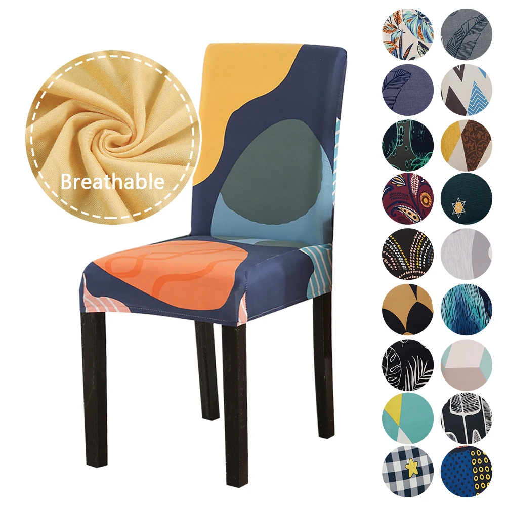 
Low MOQ fast delivery multi-colored elastic Dust Proof dining print Chair covers 
