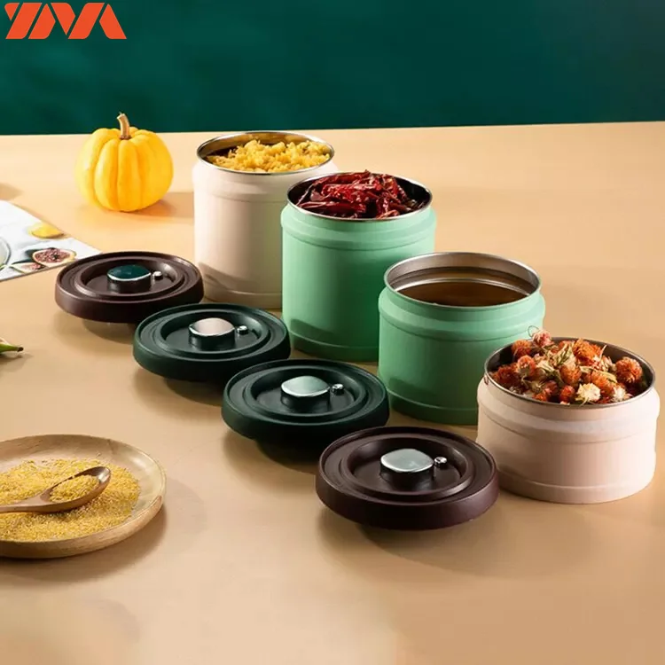 Wholesale Press Button Food Storage Vacuum Canister Steel Vacuum Sealed Jar for Coffee Beans / Tea Leaves