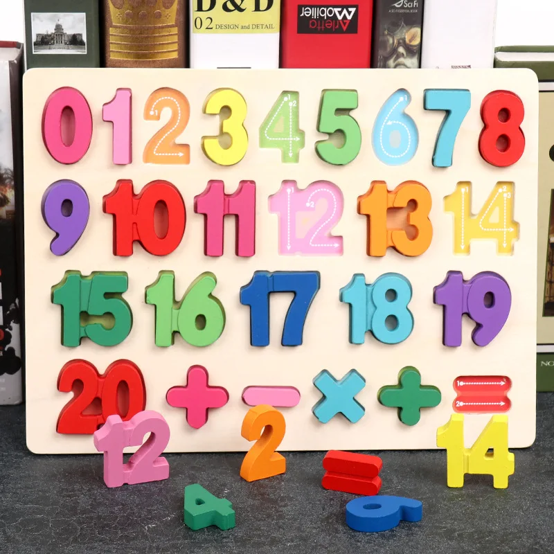 Wooden Board Alphabet Number Kids Montessori 3d Learning Puzzle Early Educational Activity Boards Toys For Child Boys And Girls