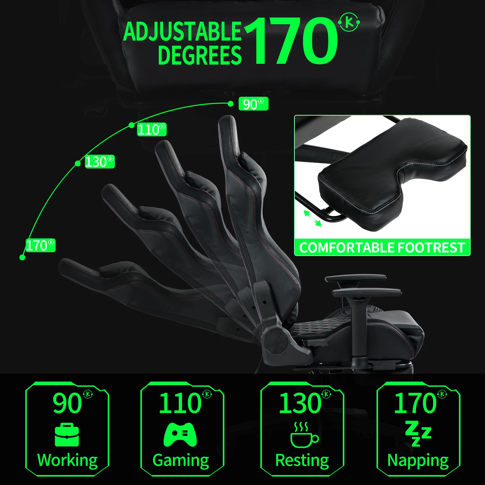 VANBOW RGB Luxury Modern Reclining Footrest PC Gaming Computer Game Chair for Gamer