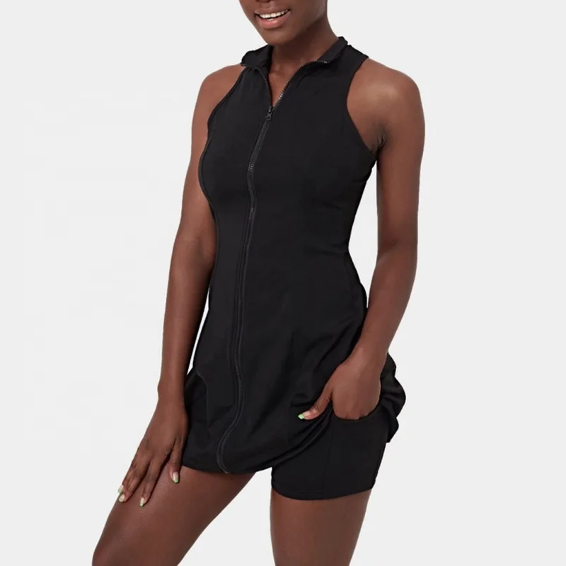 Mega Women Outdoor Sports Fitness Wear Running Clothes Training Suits Tennis Dress Tennis Dress Suit with Zipper