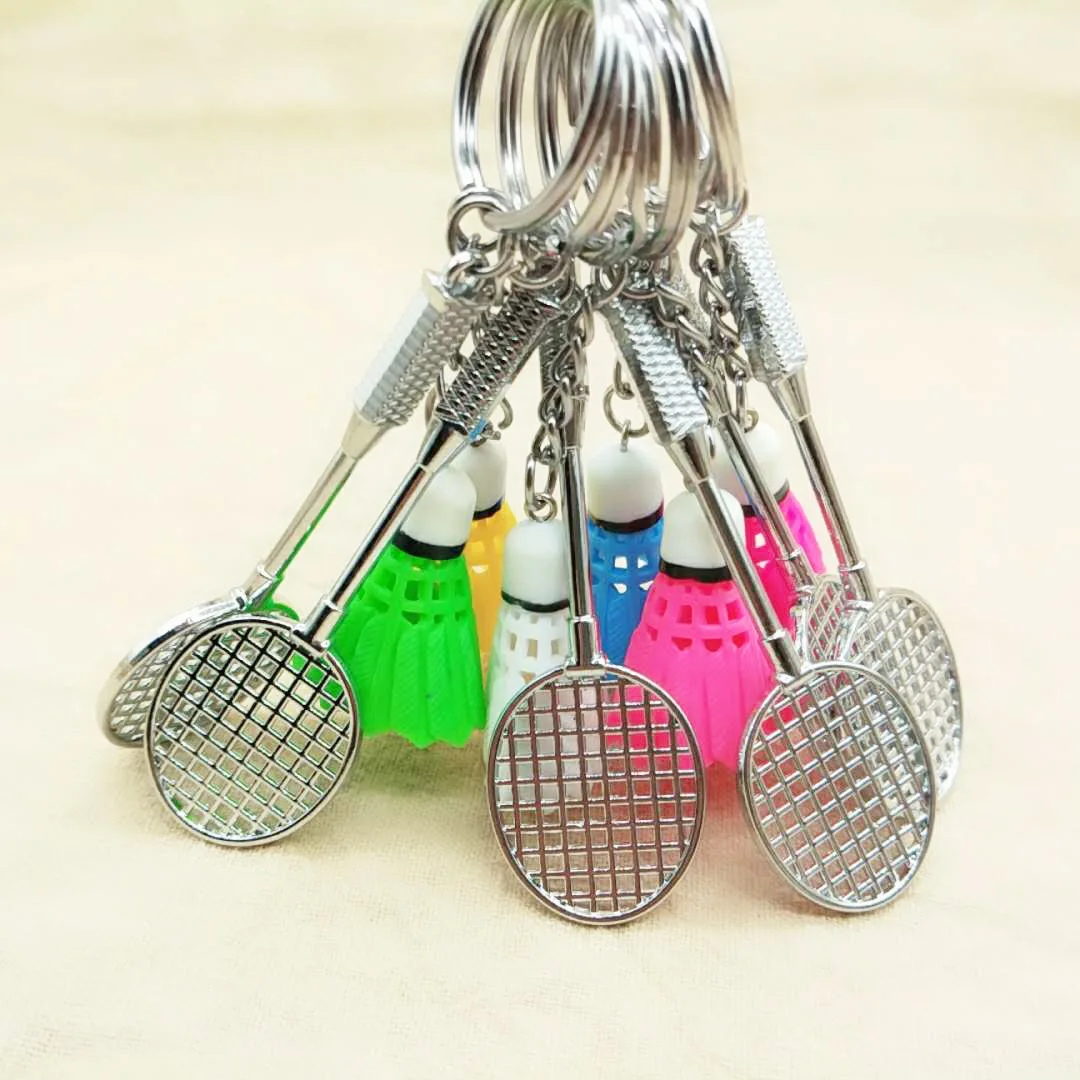 Cheap Badminton Keychain Student Bag Pendant Sporting Goods Mini Badminton Racket Set Promotion Badminton Keychain