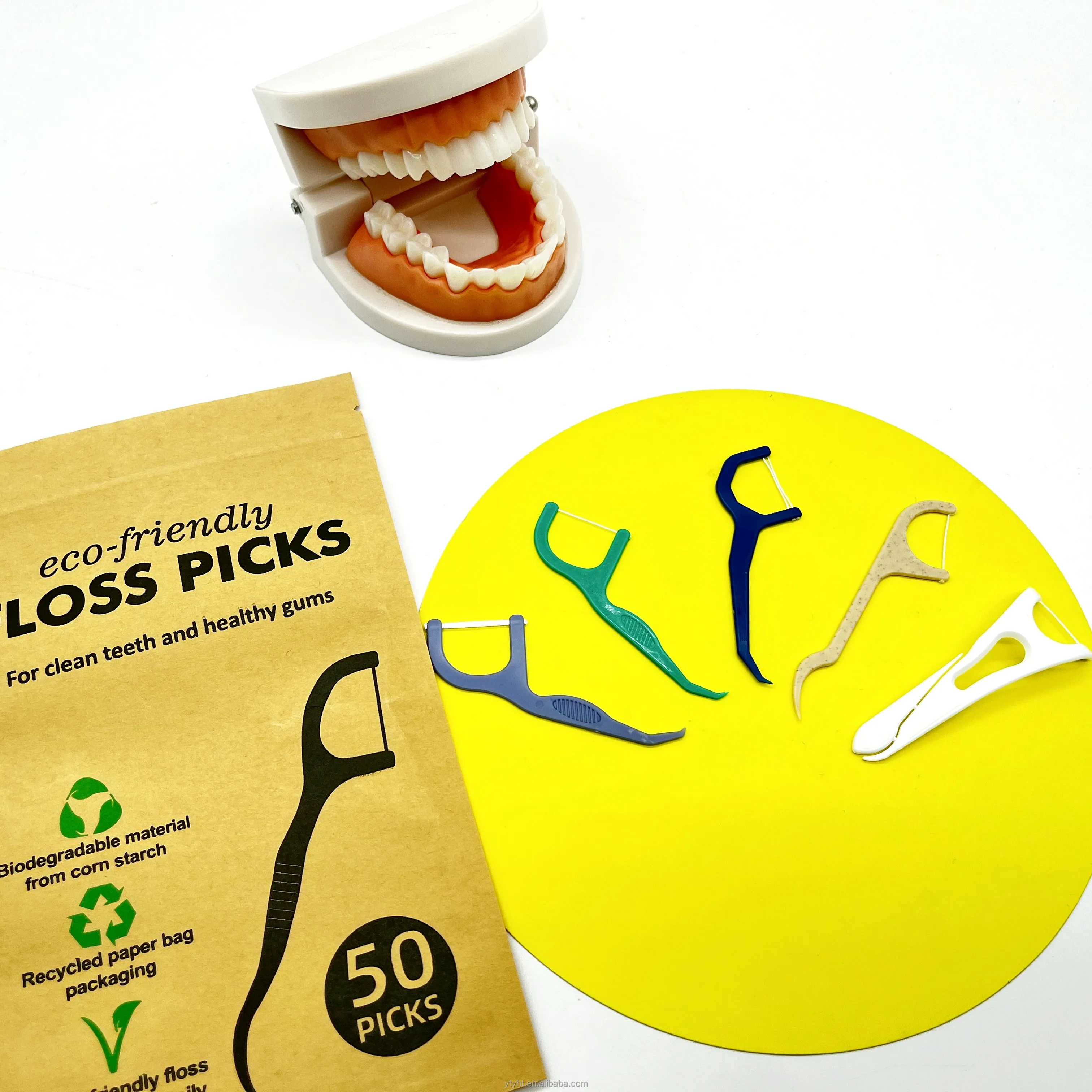 High Quality White Dental Floss Picks Mint Flavored Nylon/PLA/PTFE Oral Care Boxed Free Sample Wholesale
