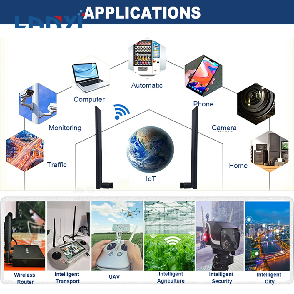 2.4G 5G External Wifi Antena 5Dbi High Gain 915 Mhz Antenna Sma Male Connector Rubber Antenna