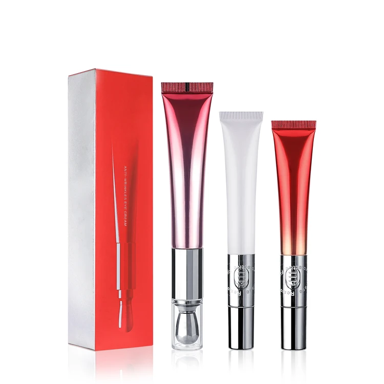 Custom Cosmetic Luxury Empty Soft Tube Packaging Vibrating Eye Cream Massage Plastic with Electric Metal Roller Applicator