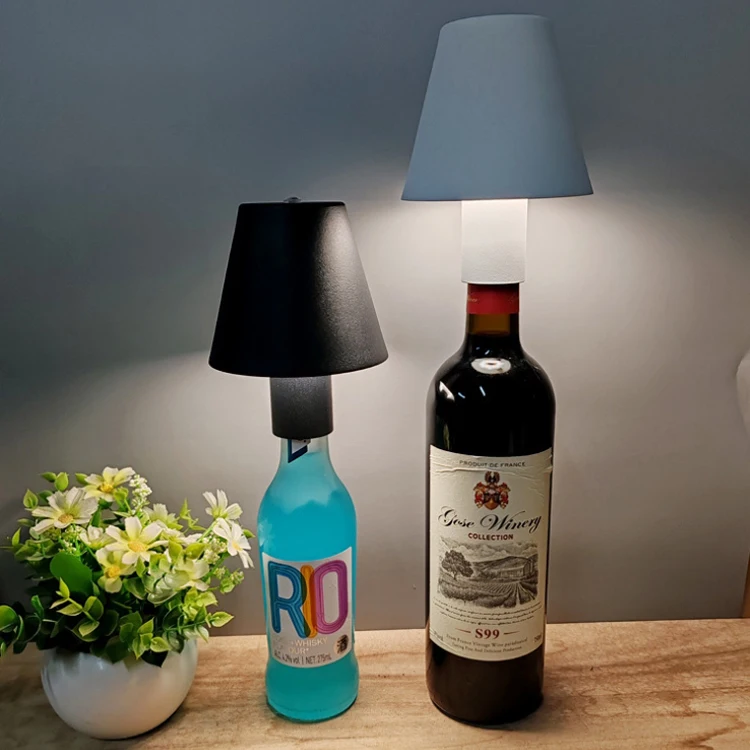 Romantic LED Rechargeable Bottle Table Lamp Waterproof Battery Portable Cordless Wine Bottle Light