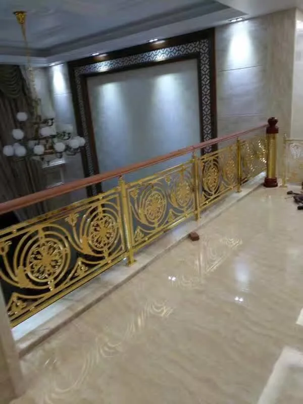 Luxury gold stainless steel villa staircase handrail golden balustrades handrails