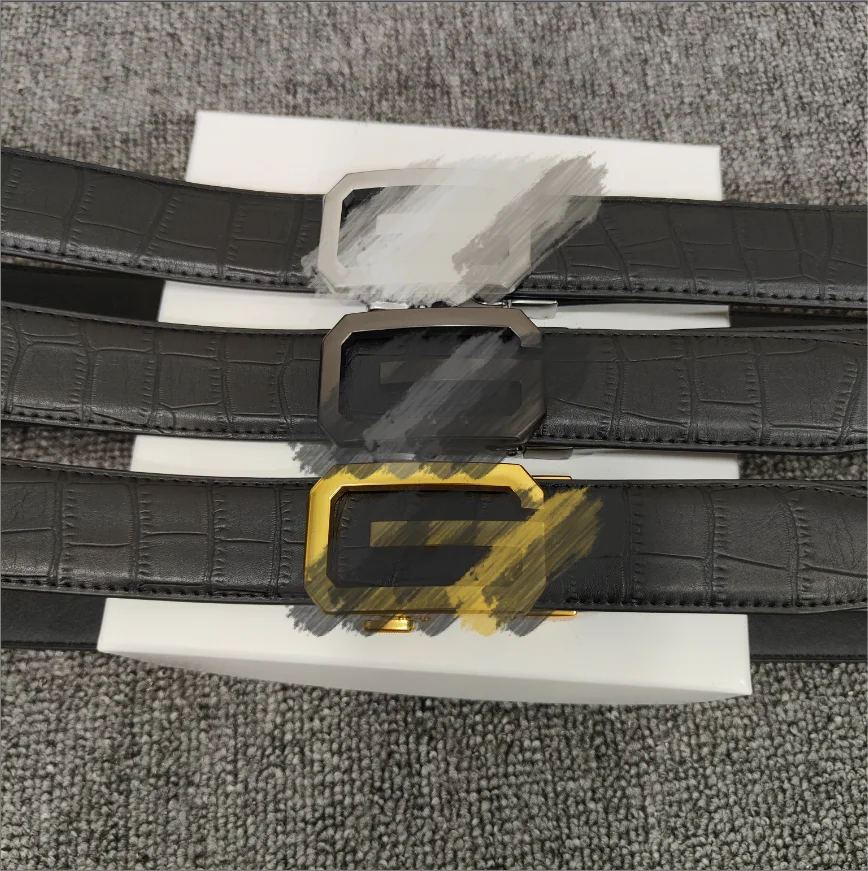 Custom Metal Buckle Gg Genuine Leather Belt For Men Big Designer Brand  Classic Design Black Belt