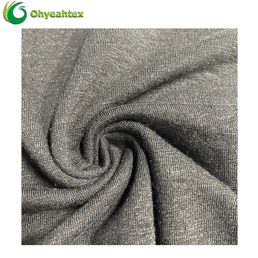Wholesale 140gsm Recycled Polyester Linen Blend Jersey Fabric For T-shirt