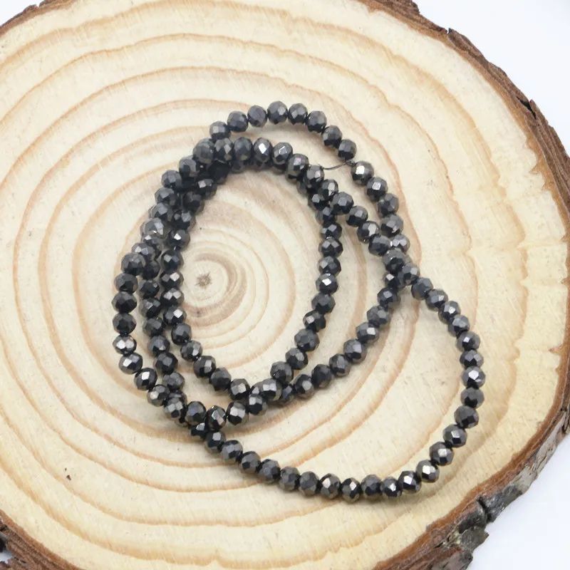 Gunmetal 4mm Glass Beads Loose Rondel Beads For Jewelry