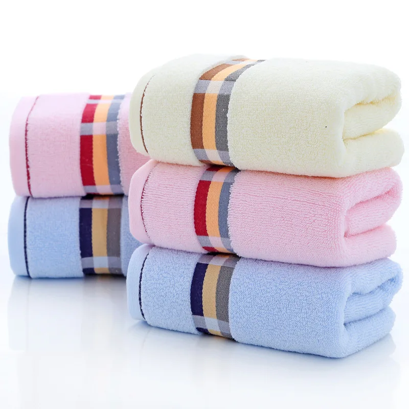 
Drop shipping soild color soft comfortable absorbent custom logo striped facial towel 