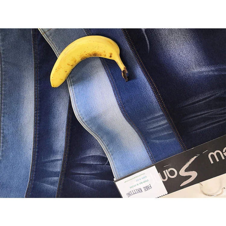 
72%Cotton 26%Poly 2%Spandex Selvedge Knitted Knitted Denim Fabric 