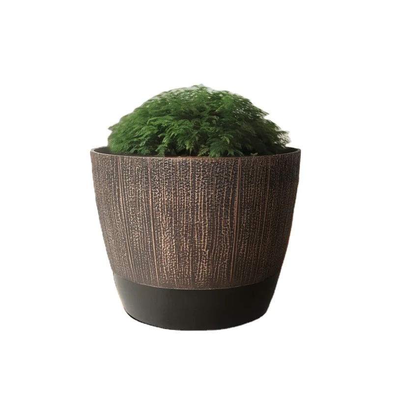 Antique Style Half 16 20 Inch Whiskey Barrel Planter Large Capacity Plastic Flower Pot