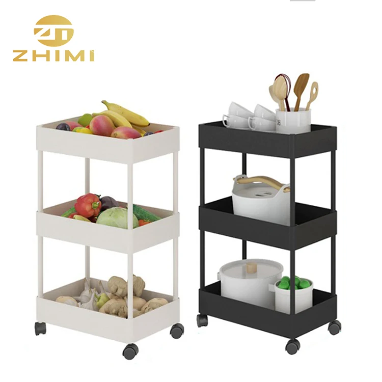 Multi-function Home Kitchen Rolling Storage Rack Shelf Plastic Ttrolley Cart on Wheels