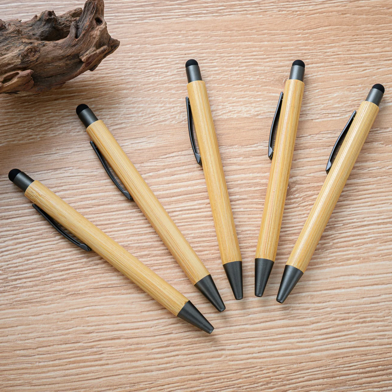 Touch screen bamboo pen wholesale creative stationery bamboo ballpoint pen can print logo bamboo ballpoint pens