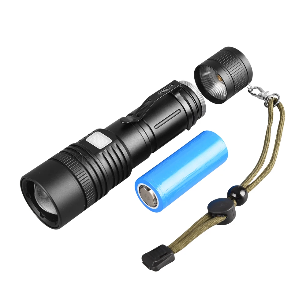 
STARYNITE 1200 lumen rechargeable XHP50 led flashlight powered by 26650 battery 