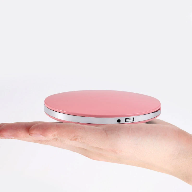Private Label Cosmetic Handheld Makeup Mirror Round Folding Portable LED Vanity Mirror For Women