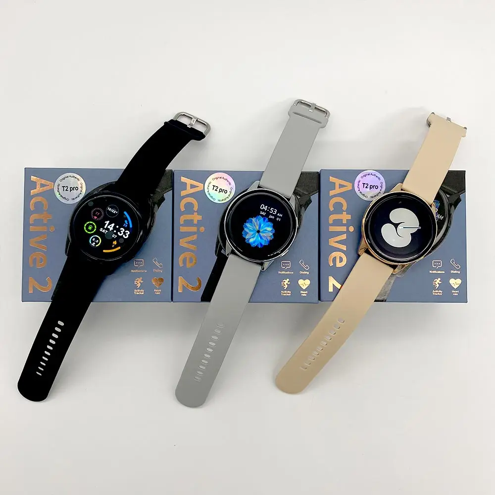 2023 Fashion Round Smart Watch T2 Pro Touch Screen Wearable Devices Remote Control Fitness Smartwatch for Men Women