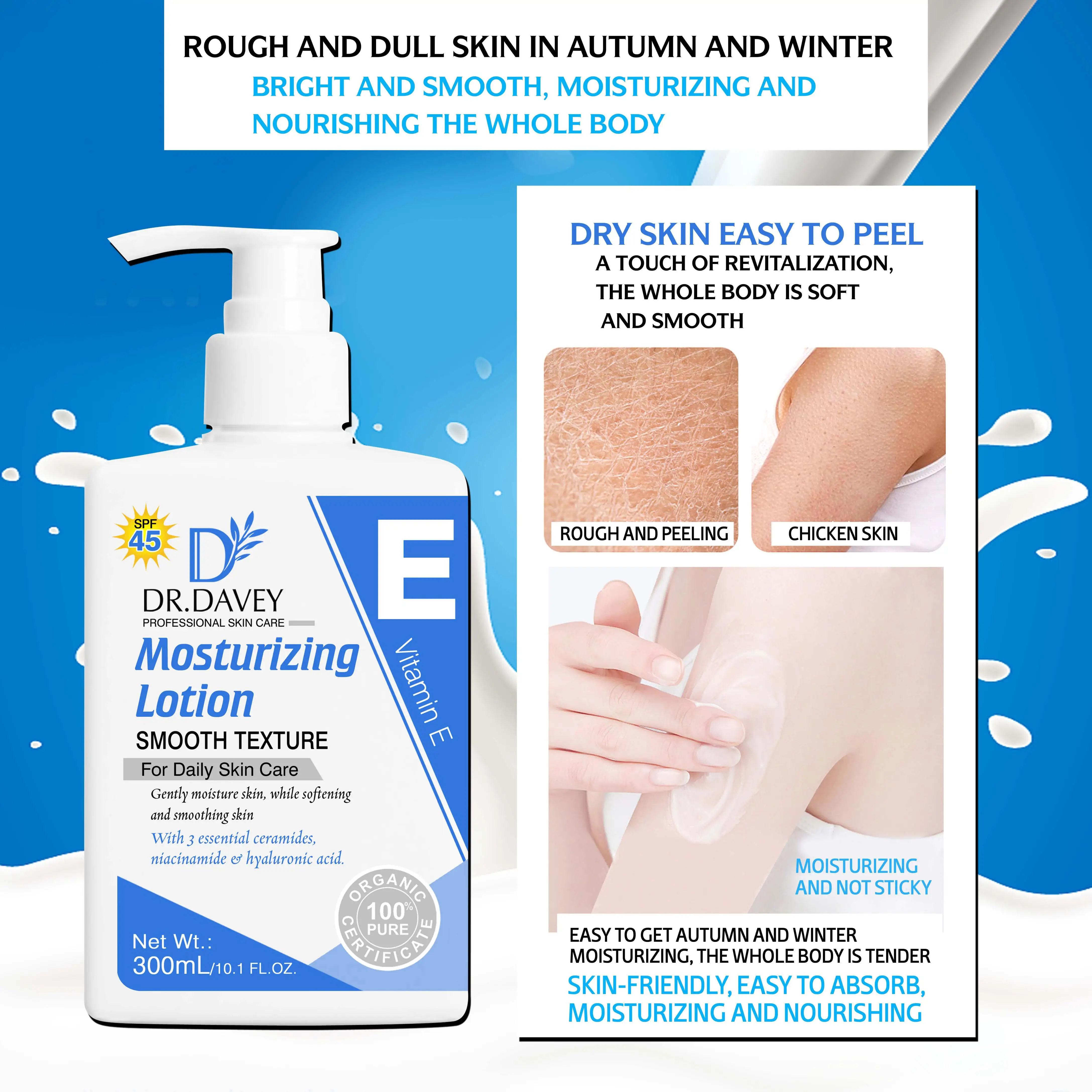 DR DAVEY Vitamin E ежедневный увлажняющий лосьон SPF 45 профессиональный уход за кожей органический отбеливающий хорошего качества для тела