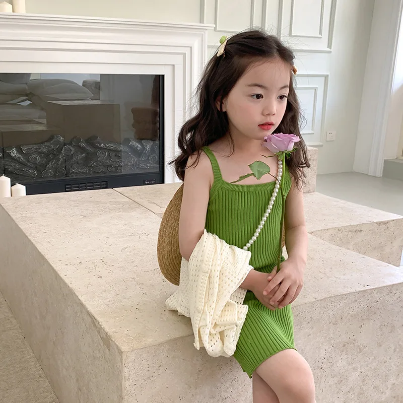 2023 Toddler Children Girl Summer Knit Hollow Beige Think Cardigan Sweater 2-8 Years