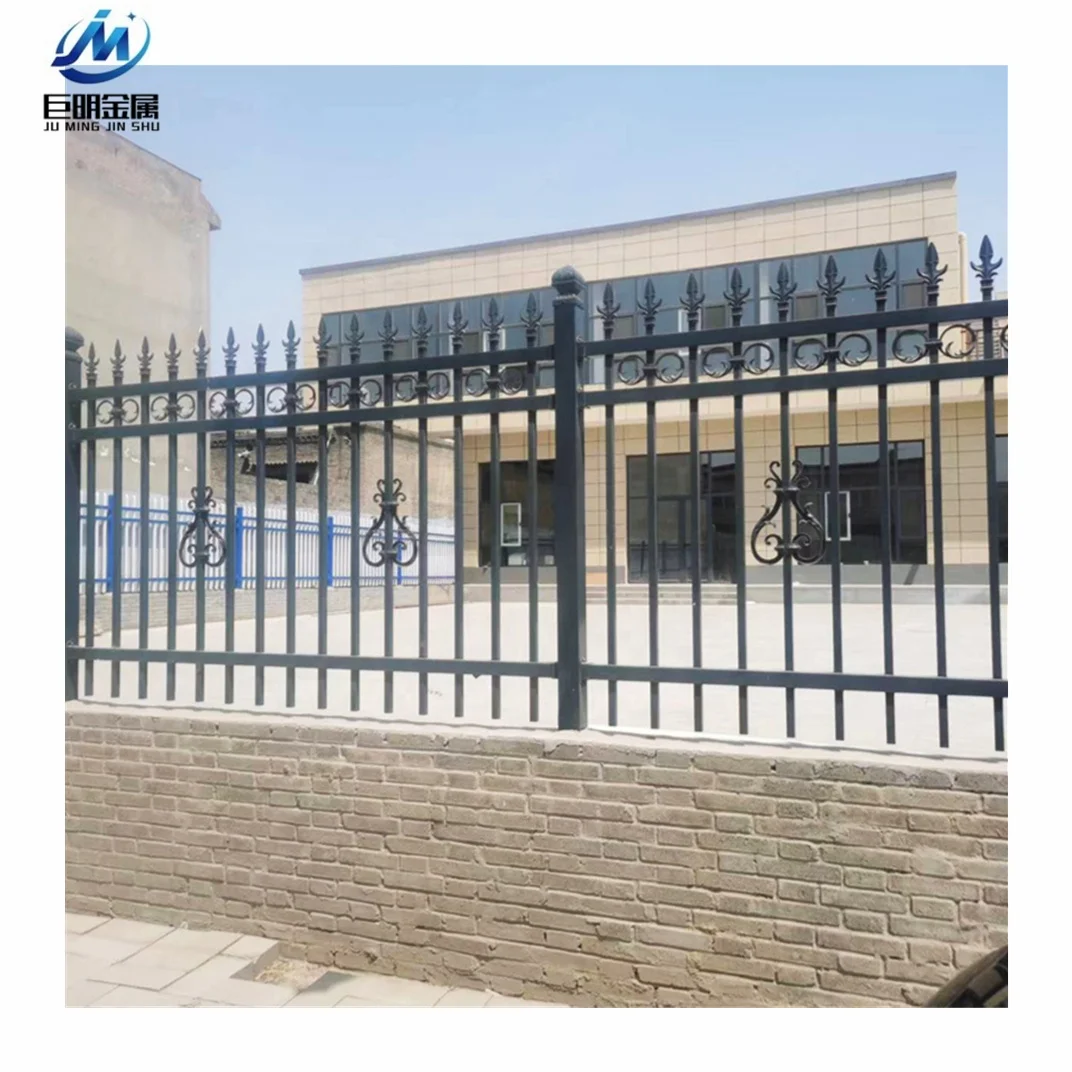 Cheap Wrought Iron Fence Panels 6ft*8ft powder coated Galvanized aluminum spear top Steel Fence
