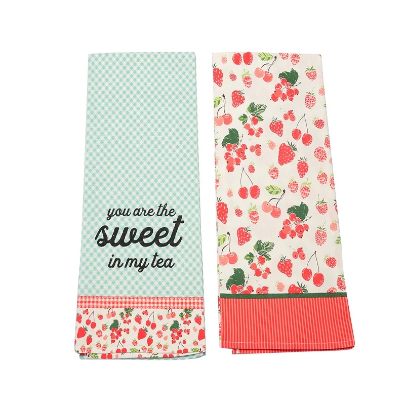 Professional Natural Cotton Tea Towels Kitchen Decor Printed Cotton Tea Towel