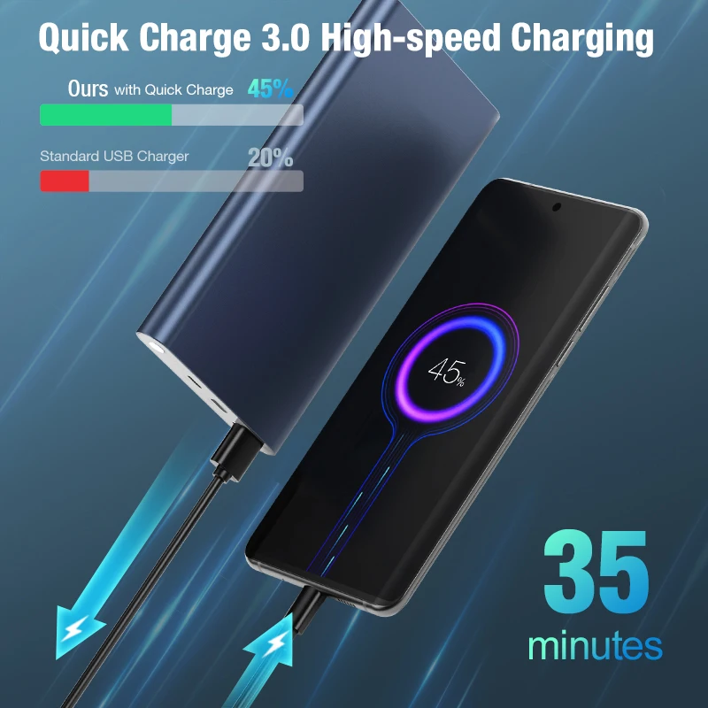 Power Bank 2022 Aluminum Outdoor 12000mah 20w Mobile Portable Power Banks For Smartphone