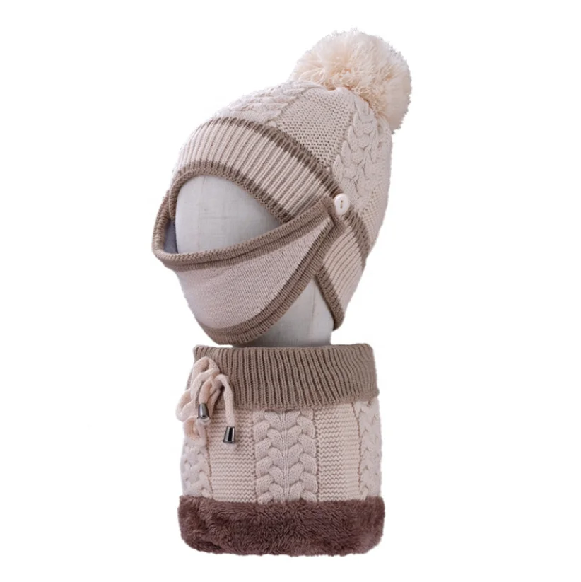Warm Scarf Thick Windproof Balaclava Multi Functional Hat Scarf Set For Women