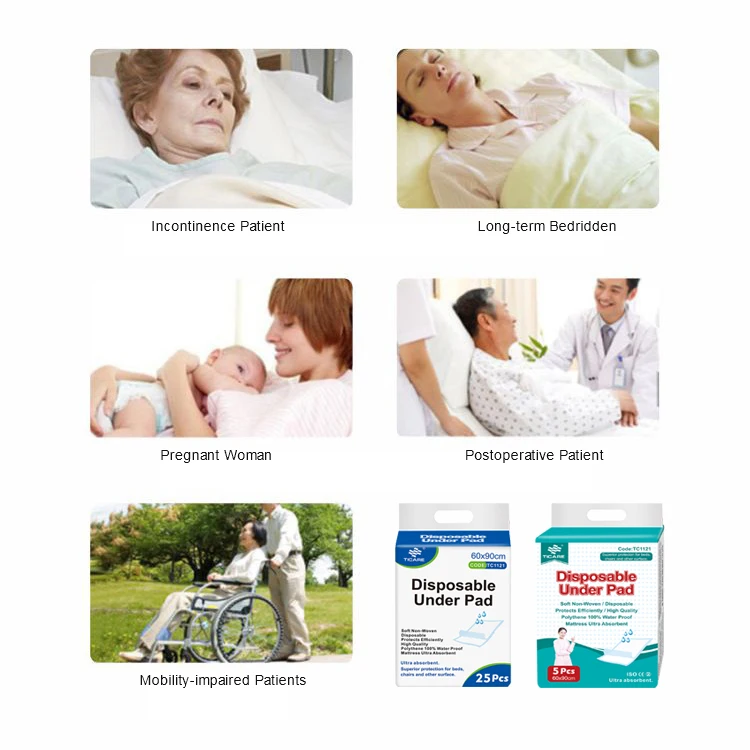 Customized Elderly Bed Protector 150 x 80 Sap Absorbent Disposable Underpads Adult Male Incontinence Pads