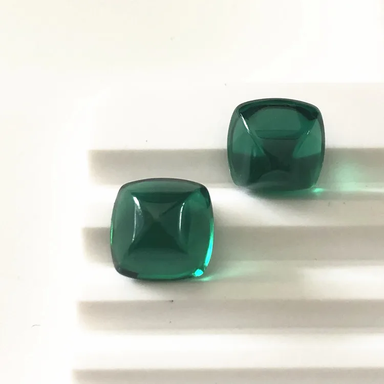 Roomy 5A Loose Jewelry Gemstone Emerald Green Spinel square cabochon stones