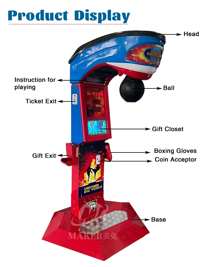MAKER Arcade Games Boxing Machine Amusement Park Metal Coin Operated Games Sport Boxing Game Boxing Machine