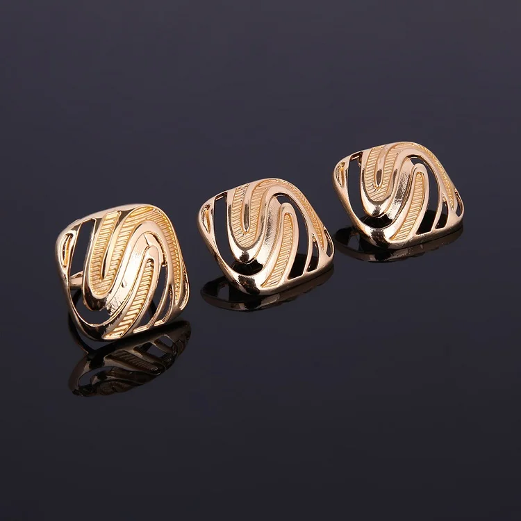Женский модный комплект ювелирных изделий из 4 предметов в африканском стиле ожерелье серьги браслет роскошный позолоченный 18 К Дубай Свадебный для