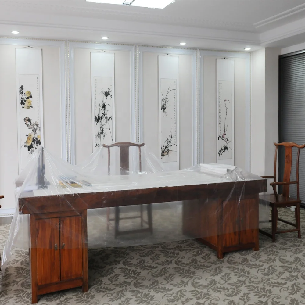 Premium Grade Plastic Furniture Cover Dust Sheet Painters Plastic Drop Cloth Waterproof Floor Cover