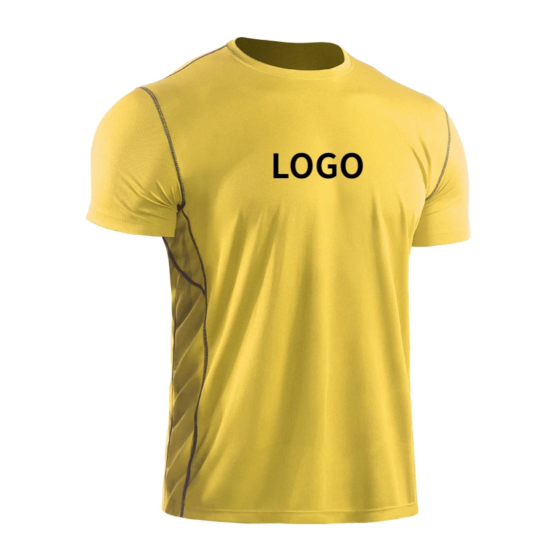 US Size Gym Shirts Dropshipping Custom Logo Polyester Short Sleeve Workout Clothing Men Loose Fitness Muscle Gym Shirt