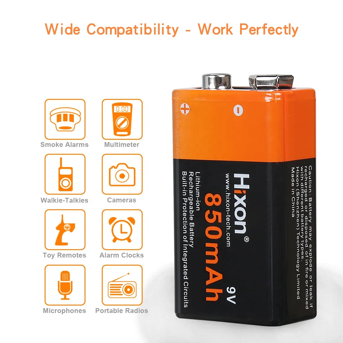 Hight Quality Low Price 9v usb recharge lithium ion rechargeable battery for metal detector