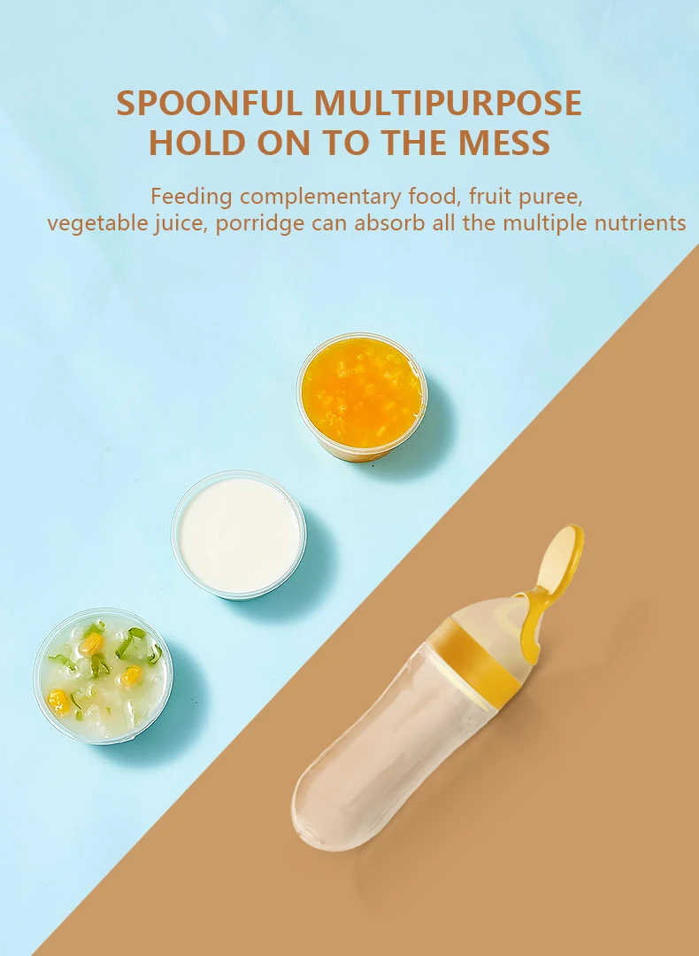 BPA free baby feeding spoon Silicone Squeeze Feeding Bottle for child fast delivery