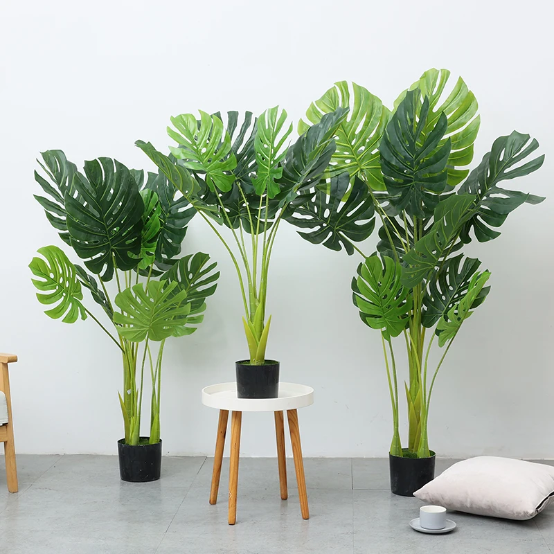 New Arrival Artificial Plant Multi-stem Monstera Indoor Outdoor Decorative Artificial Tree Potted Tropical Tree Bonsai