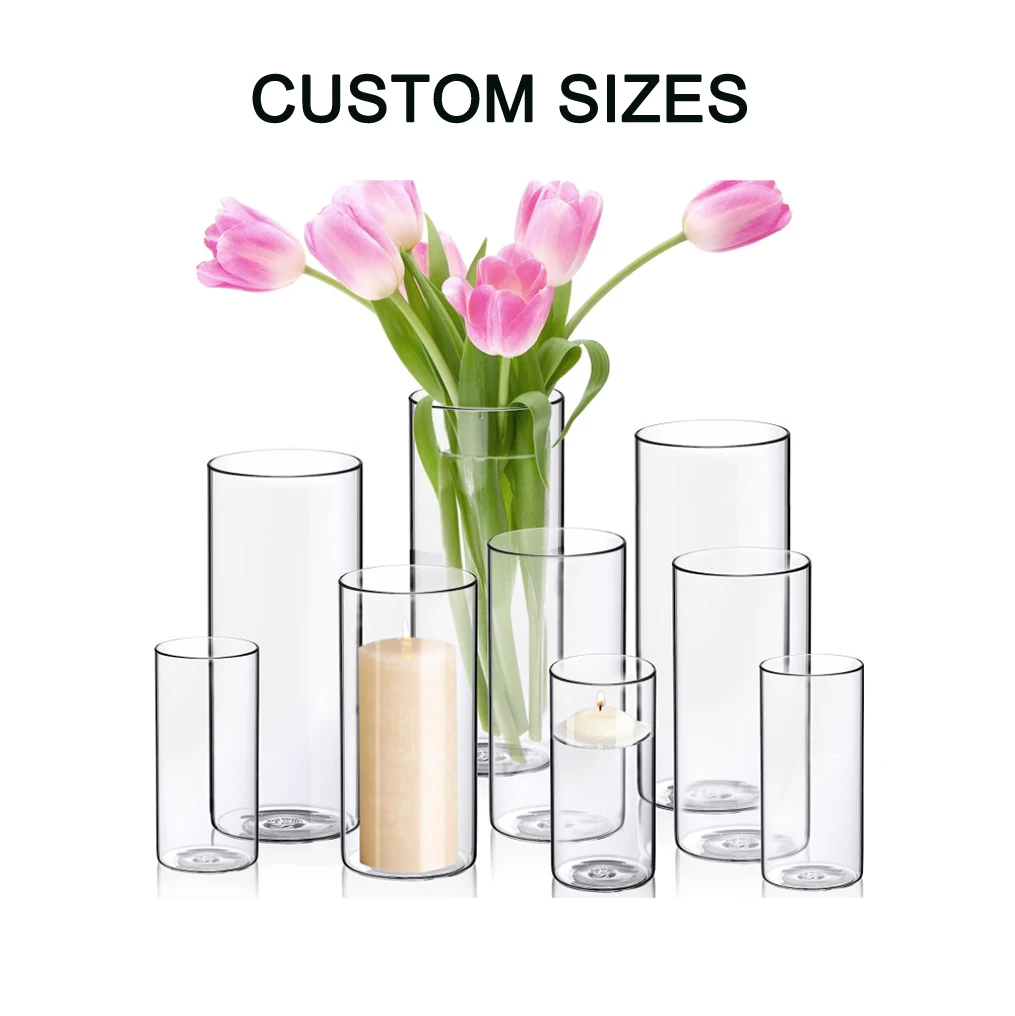 handmade nordic modern single thin tall small borosilicate bulk cylinder clear decorative wedding glass rose flower bud vase