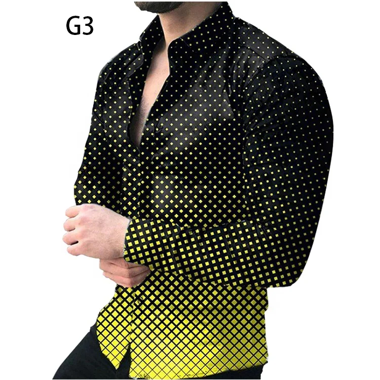 best quality Turn-down Collar men long sleeve man flower shirt