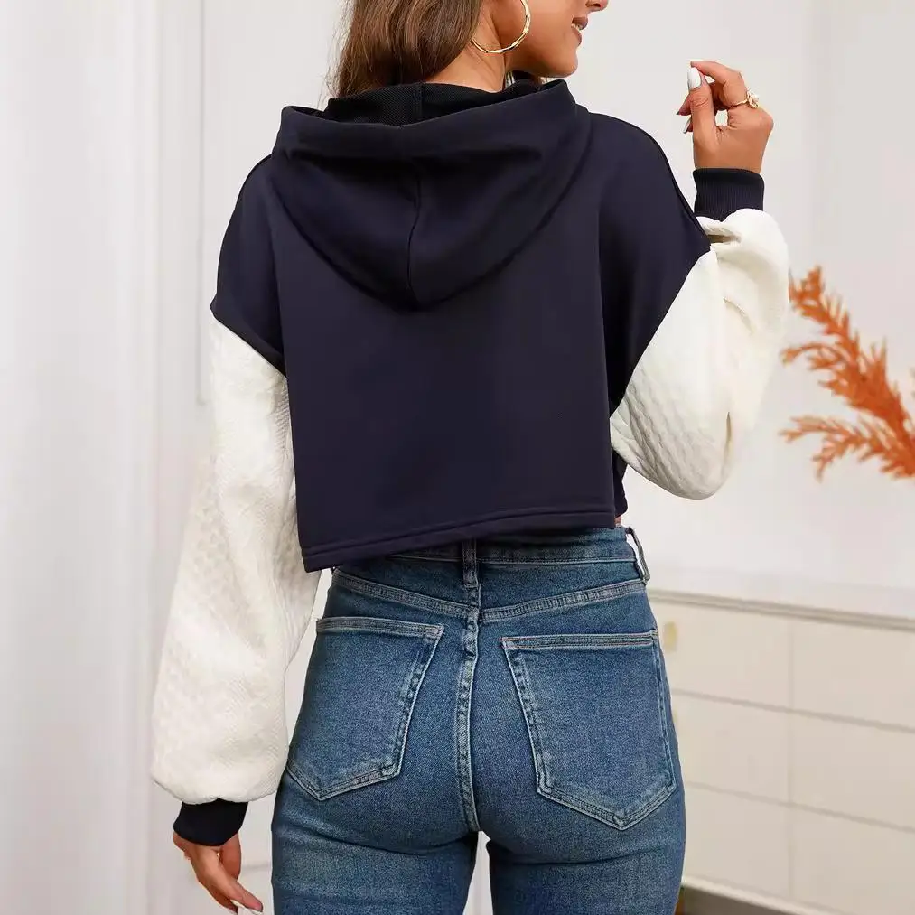 Customize Casual Autumn Winter Long Sleeve Drawstring Oversized Printed Animal Butterfly Hoodies Cropped Top For Women Wholesale