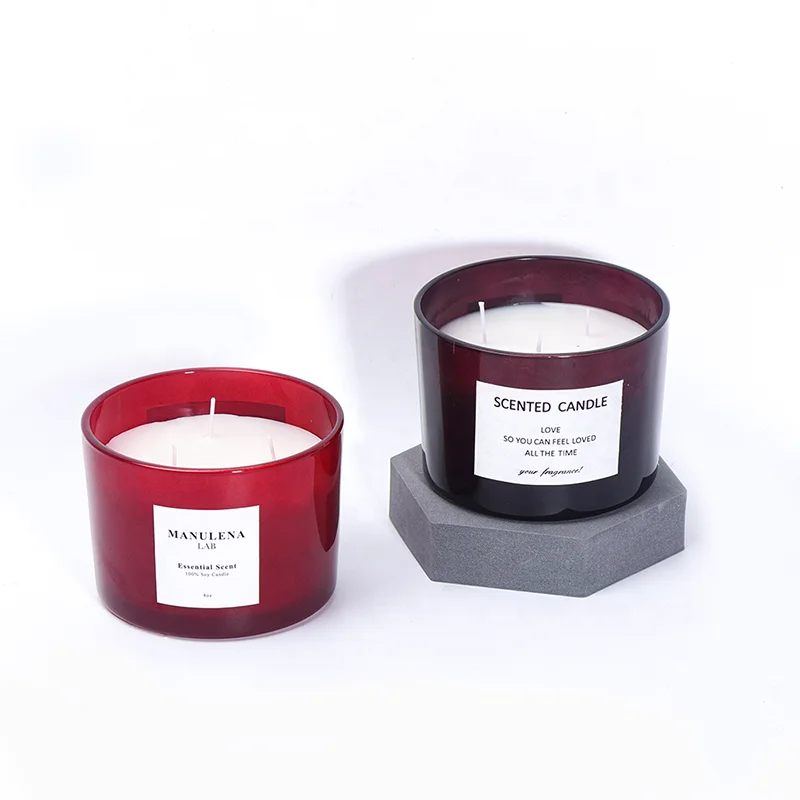 Роскошные рождественские свечи под заказ частная этикетка Ароматизированная стеклянная банка для соевого воска тройные фитили ароматическая свеча