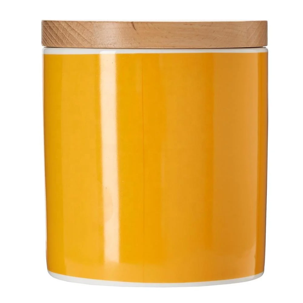 Kitchen sealed ceramic jar airtight storage 300g/500g ceramic storage jar with wooden bamboo lid