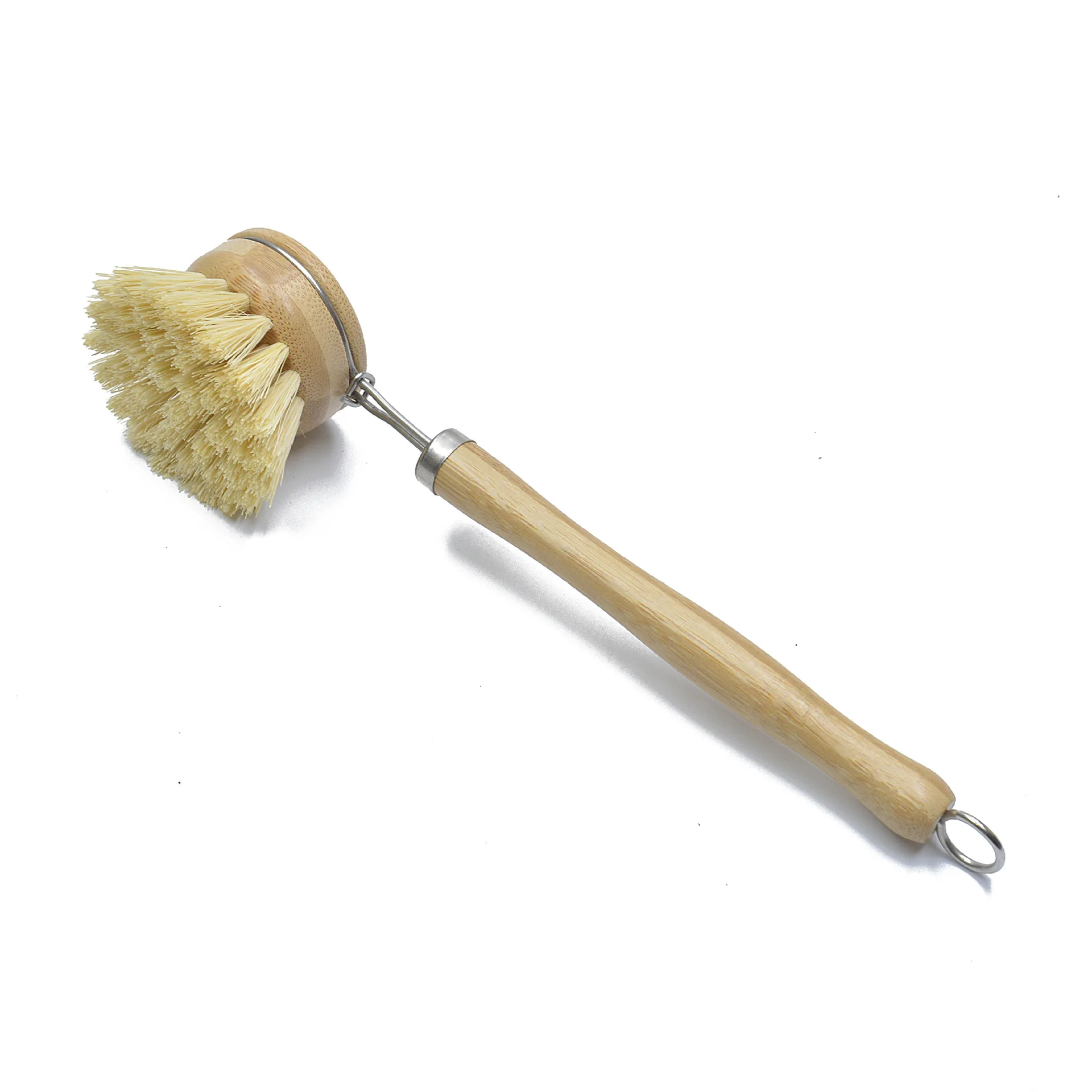 Natural Long handle Custom Logo Eco-friendly Bamboo Dish Brush Wooden Dish Brush Sisal Bristle Dish Cleaning Brush